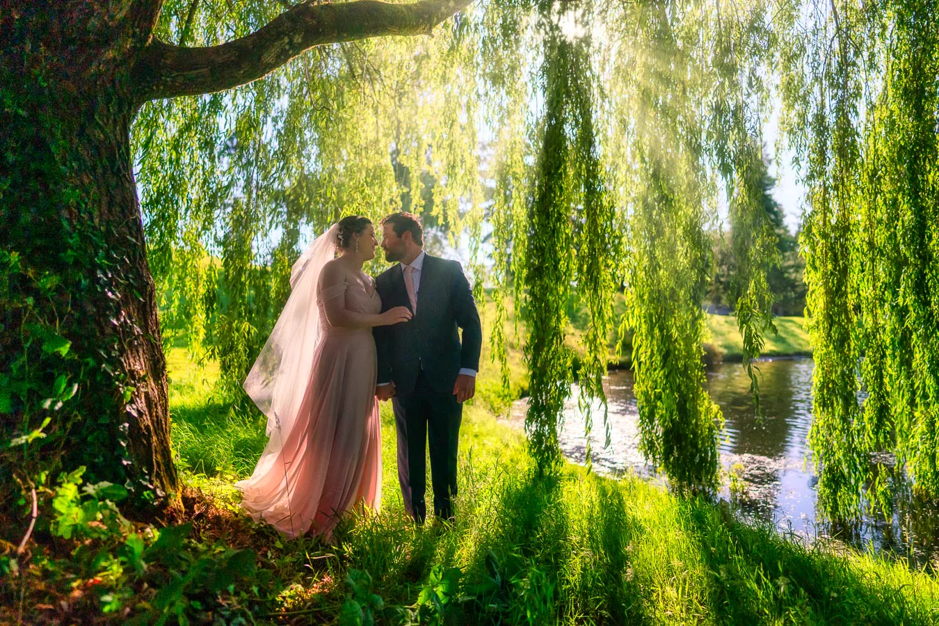 A couple framed by the Oregon landscape.
