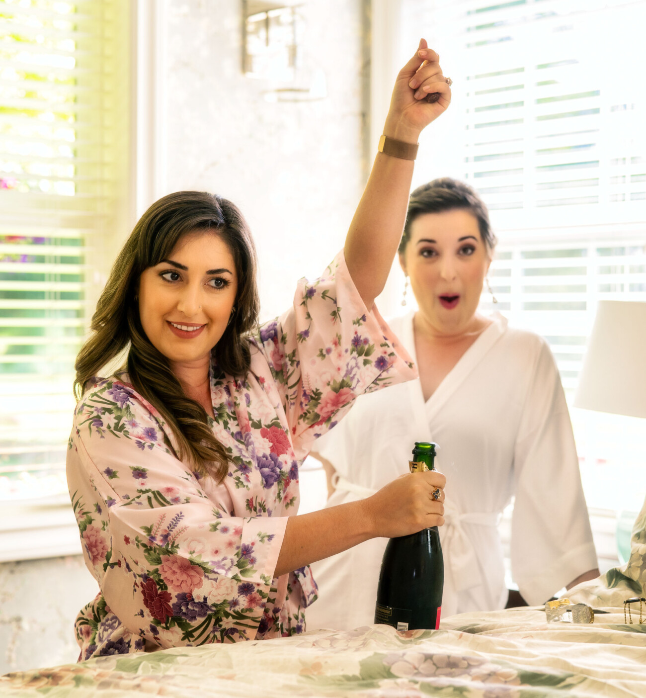 Friends celebrating before a wedding.