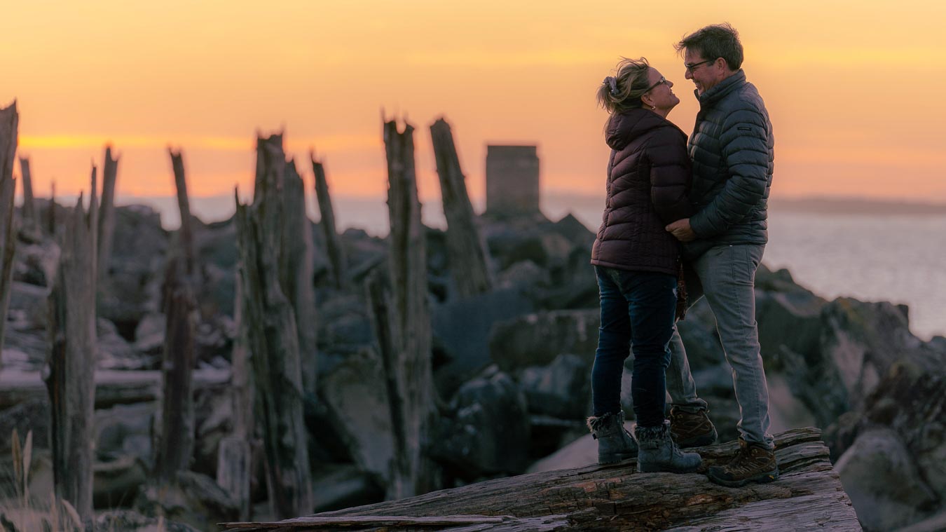 A couple enjoying a destination engagement session.