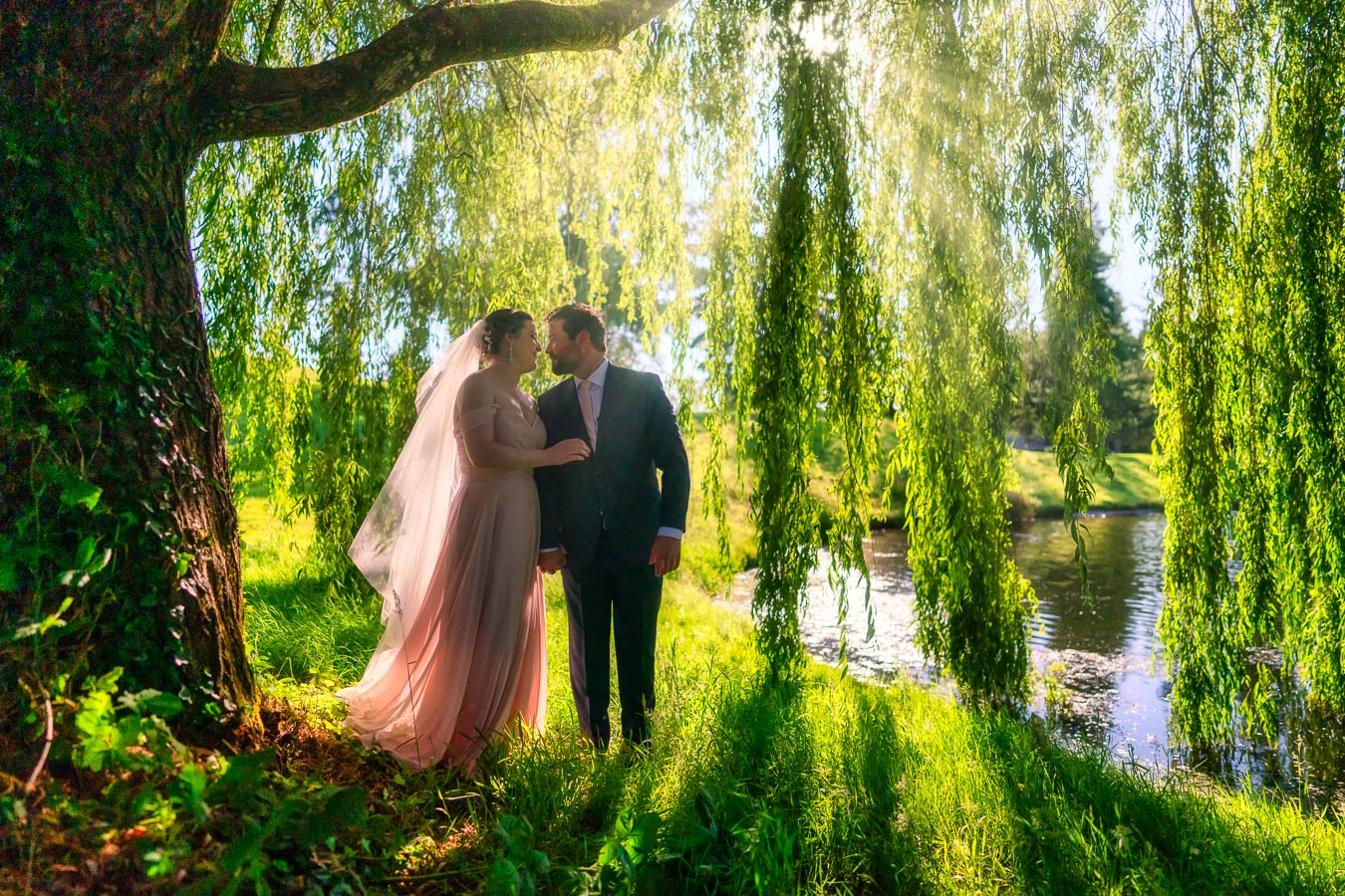 A couple framed by the landscape.